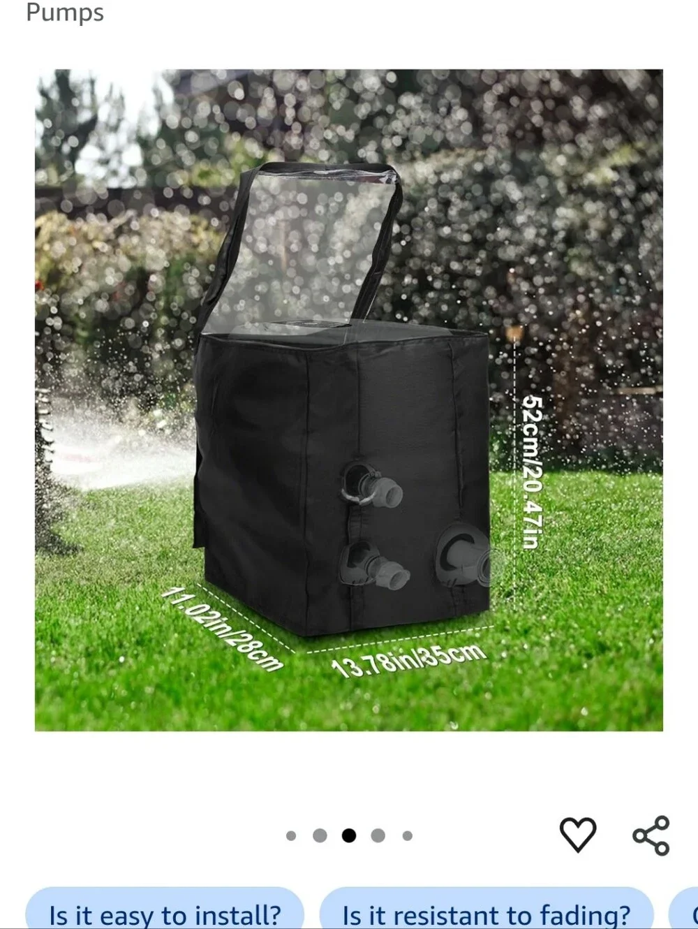 Universal Black Inflatable Spa Pump Cover with Hose Connectors